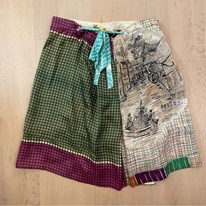 ANTHROPOLOGIE RE-MADE Vintage 100% Silk Patchwork Skirt